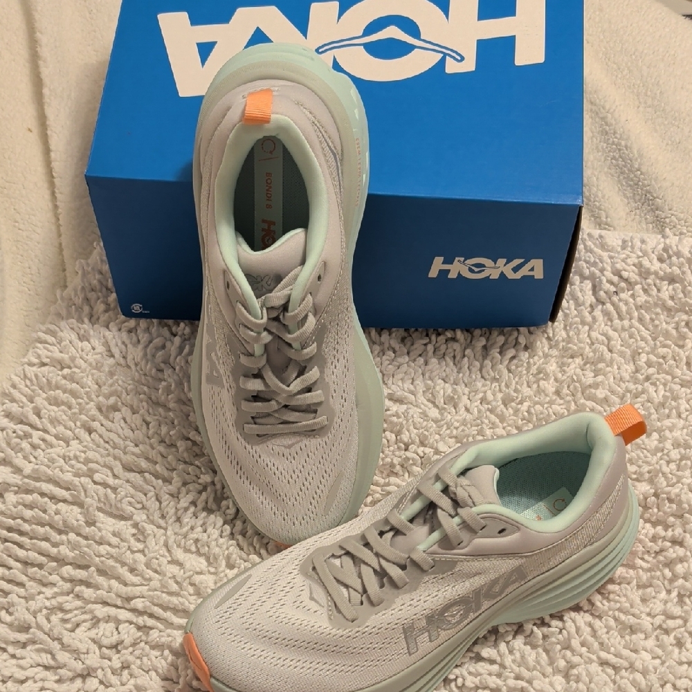Hoka Women's Gray and Mint Running Shoes